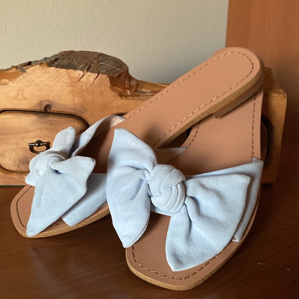 Something Navy Suede Bow Slides - image 4